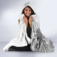 Japanese Samurai Warrior Hooded Blanket White Polynesian Tattoo Style LT9 - Polynesian Pride