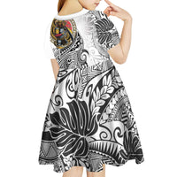 Japanese Samurai Warrior Kid Short Sleeve Dress White Polynesian Tattoo Style