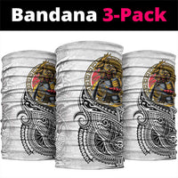 Japanese Samurai Warrior Neck Gaiter White Polynesian Tattoo Style - Polynesian Pride