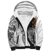 Japanese Samurai Warrior Sherpa Hoodie White Polynesian Tattoo Style LT9 Unisex White - Polynesian Pride