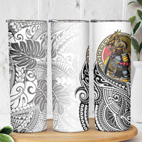 Japanese Samurai Warrior Skinny Tumbler White Polynesian Tattoo Style