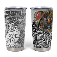 Japanese Samurai Warrior Tumbler Cup White Polynesian Tattoo Style