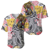 Japanese Samurai Warrior Baseball Jersey Colorful Polynesian Tattoo Style