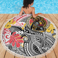 Japanese Samurai Warrior Beach Blanket Colorful Polynesian Tattoo Style LT9 - Polynesian Pride