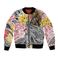 Japanese Samurai Warrior Bomber Jacket Colorful Polynesian Tattoo Style