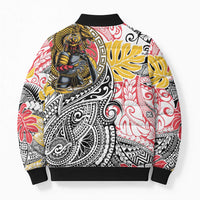 Japanese Samurai Warrior Bomber Puffer Jacket Colorful Polynesian Tattoo Style LT9 - Polynesian Pride