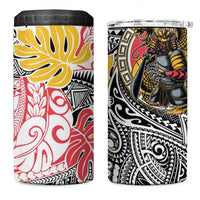 Japanese Samurai Warrior 4 in 1 Can Cooler Tumbler Colorful Polynesian Tattoo Style LT9 One Size: 16 oz White - Polynesian Pride
