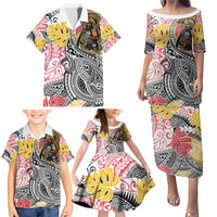 Japanese Samurai Warrior Family Matching Puletasi and Hawaiian Shirt Colorful Polynesian Tattoo Style
