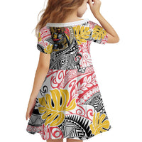 Japanese Samurai Warrior Family Matching Short Sleeve Bodycon Dress and Hawaiian Shirt Colorful Polynesian Tattoo Style