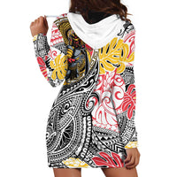 Japanese Samurai Warrior Hoodie Dress Colorful Polynesian Tattoo Style