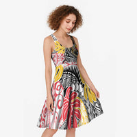 Japanese Samurai Warrior Midi Dress Colorful Polynesian Tattoo Style - Polynesian Pride