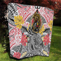 Japanese Samurai Warrior Quilt Colorful Polynesian Tattoo Style