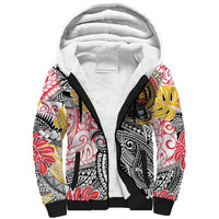 Japanese Samurai Warrior Sherpa Hoodie Colorful Polynesian Tattoo Style LT9 Unisex White - Polynesian Pride