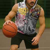 Japanese Samurai Warrior Sleeveless Zip Hoodie Colorful Polynesian Tattoo Style LT9 - Polynesian Pride