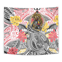 Japanese Samurai Warrior Tapestry Colorful Polynesian Tattoo Style