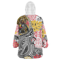 Japanese Samurai Warrior Wearable Blanket Hoodie Colorful Polynesian Tattoo Style LT9 - Polynesian Pride