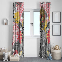 Japanese Samurai Warrior Window Curtain Colorful Polynesian Tattoo Style