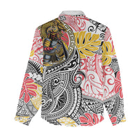 Japanese Samurai Warrior Women Casual Shirt Colorful Polynesian Tattoo Style