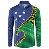 Solomon Islands Independence Day 1978 Personalised Button Sweatshirt Polynesian Pattern with Flag Style