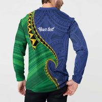 Solomon Islands Independence Day 1978 Personalised Button Sweatshirt Polynesian Pattern with Flag Style