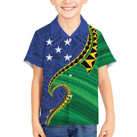 Solomon Islands Independence Day 1978 Personalised Family Matching Tank Maxi Dress and Hawaiian Shirt Polynesian Pattern with Flag Style