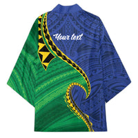 Solomon Islands Independence Day 1978 Personalised Kimono Polynesian Pattern with Flag Style - Polynesian Pride
