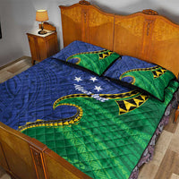 Solomon Islands Independence Day 1978 Personalised Quilt Bed Set Polynesian Pattern with Flag Style