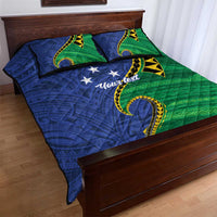 Solomon Islands Independence Day 1978 Personalised Quilt Bed Set Polynesian Pattern with Flag Style