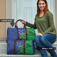 Solomon Islands Independence Day 1978 Personalised Travel Bag Polynesian Pattern with Flag Style - Polynesian Pride