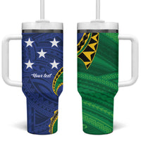 Solomon Islands Independence Day 1978 Personalised Tumbler With Handle Polynesian Pattern with Flag Style