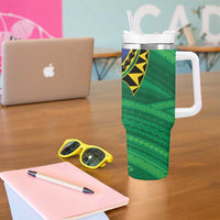 Solomon Islands Independence Day 1978 Personalised Tumbler With Handle Polynesian Pattern with Flag Style