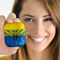 Solomon Islands Rugby Custom AirPods Case Simple Coat of arm Polynesian Pattern LT9 Gold - Polynesian Pride