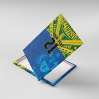 Solomon Islands Rugby Custom Canvas Wall Art Simple Coat of arm Polynesian Pattern