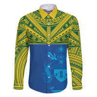 Solomon Islands Rugby Custom Family Matching Long Sleeve Bodycon Dress and Hawaiian Shirt Simple Coat of arm Polynesian Pattern