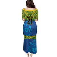 Solomon Islands Rugby Custom Family Matching Puletasi and Hawaiian Shirt Simple Coat of arm Polynesian Pattern