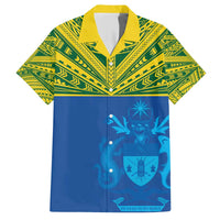 Solomon Islands Rugby Custom Family Matching Short Sleeve Bodycon Dress and Hawaiian Shirt Simple Coat of arm Polynesian Pattern