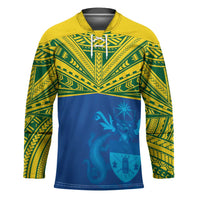 Solomon Islands Rugby Custom Hockey Jersey Simple Coat of arm Polynesian Pattern LT9 Unisex Gold - Polynesian Pride