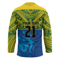Solomon Islands Rugby Custom Hockey Jersey Simple Coat of arm Polynesian Pattern - Polynesian Pride