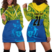Solomon Islands Rugby Custom Hoodie Dress Simple Coat of arm Polynesian Pattern
