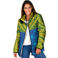 Solomon Islands Rugby Custom Padded Jacket Simple Coat of arm Polynesian Pattern - Polynesian Pride