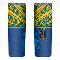 Solomon Islands Rugby Custom Skinny Tumbler Simple Coat of arm Polynesian Pattern