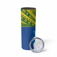 Solomon Islands Rugby Custom Skinny Tumbler Simple Coat of arm Polynesian Pattern