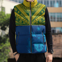 Solomon Islands Rugby Custom Sleeveless Puffer Jacket Simple Coat of arm Polynesian Pattern - Polynesian Pride
