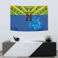 Solomon Islands Rugby Custom Tapestry Simple Coat of arm Polynesian Pattern