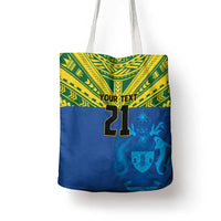 Solomon Islands Rugby Custom Tote Bag Simple Coat of arm Polynesian Pattern - Polynesian Pride