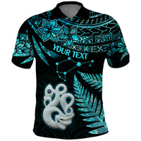 Custom Matariki New Zealand Polo Shirt Maori Manaia with Paua Shell Aqua LT9 Aqua - Polynesian Pride
