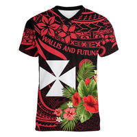Wallis and Futuna Women V Neck T Shirt Happy Territory Day LT9 Female Red - Polynesian Pride