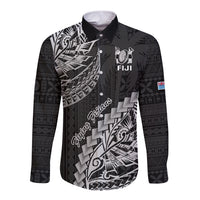 Fiji Rugby Long Sleeve Button Shirt Kaiviti Fijian Tribal World Cup Black LT9 Unisex Black - Polynesian Pride