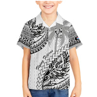 Custom Fiji Rugby Family Matching Mermaid Dress and Hawaiian Shirt Kaiviti Fijian Tribal World Cup White LT9 Son's Shirt White - Polynesian Pride