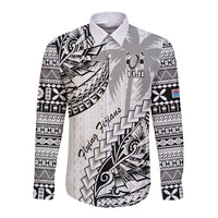 Custom Fiji Rugby Long Sleeve Button Shirt Kaiviti Fijian Tribal World Cup White LT9 Unisex White - Polynesian Pride